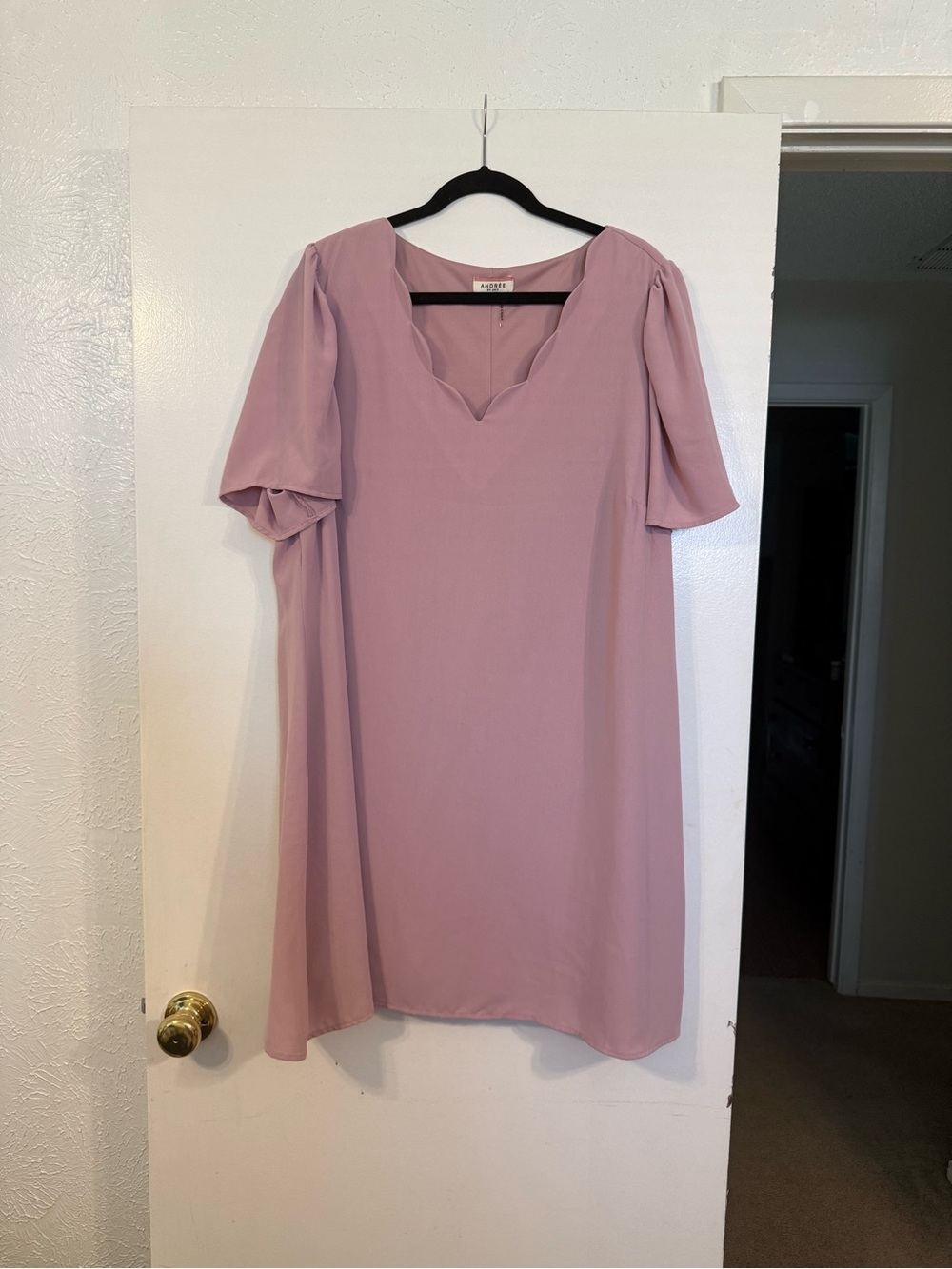 Soft Mauve Short Sleeve Shift Dress